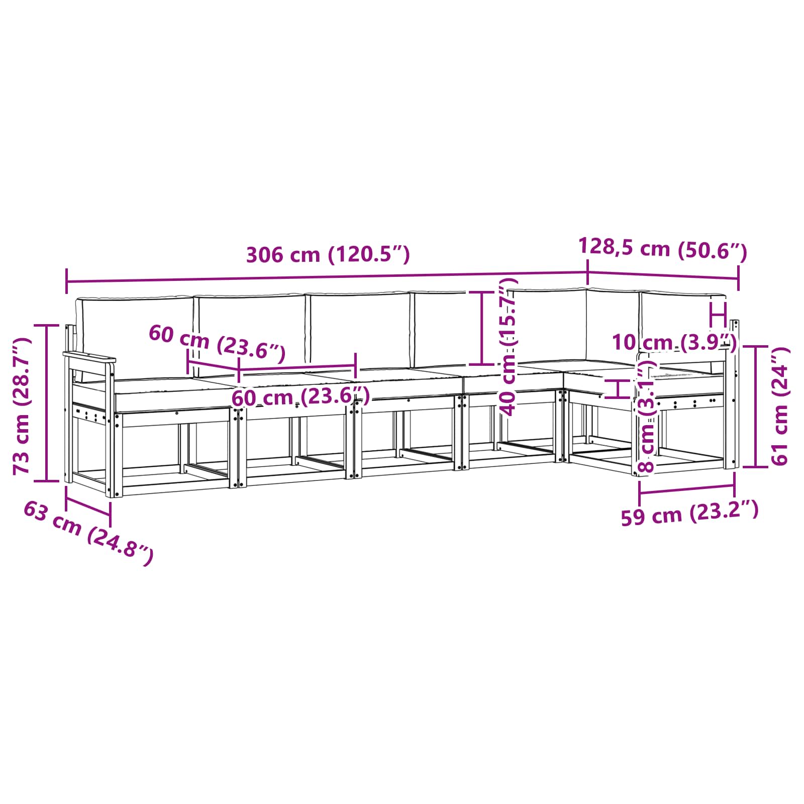 Outdoor Sofa Set 6 pcs Natural and Anthracite