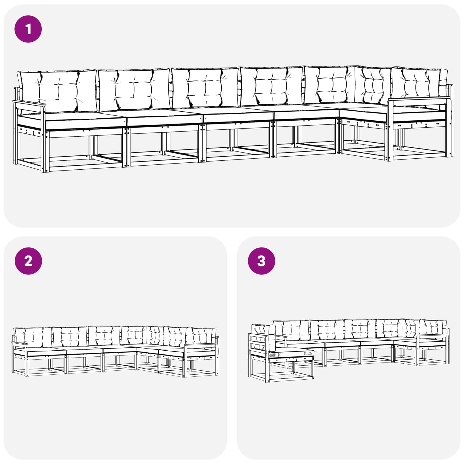 Outdoor Sofa Set 6 pcs Natural and Anthracite