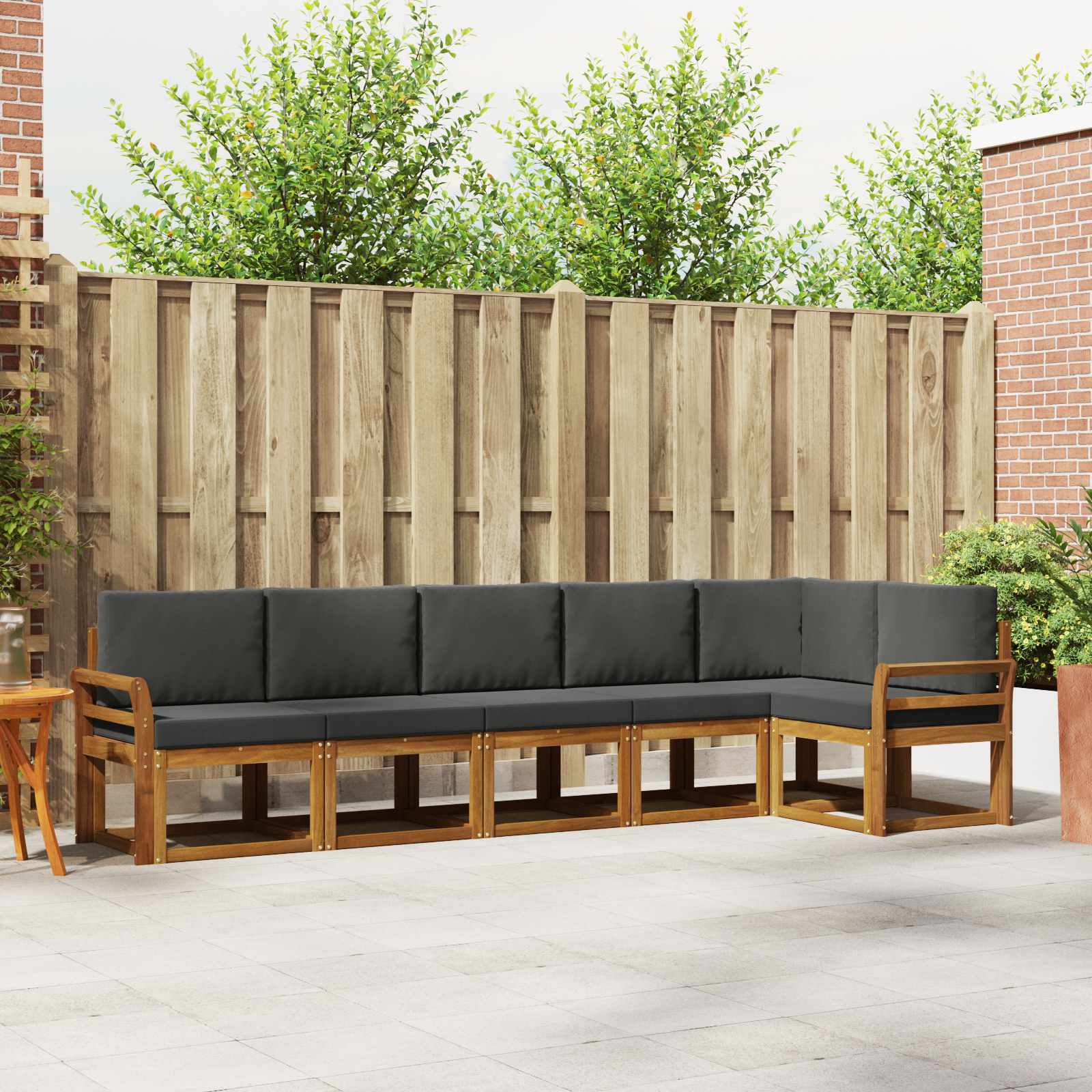 Outdoor Sofa Set 6 pcs Natural and Anthracite