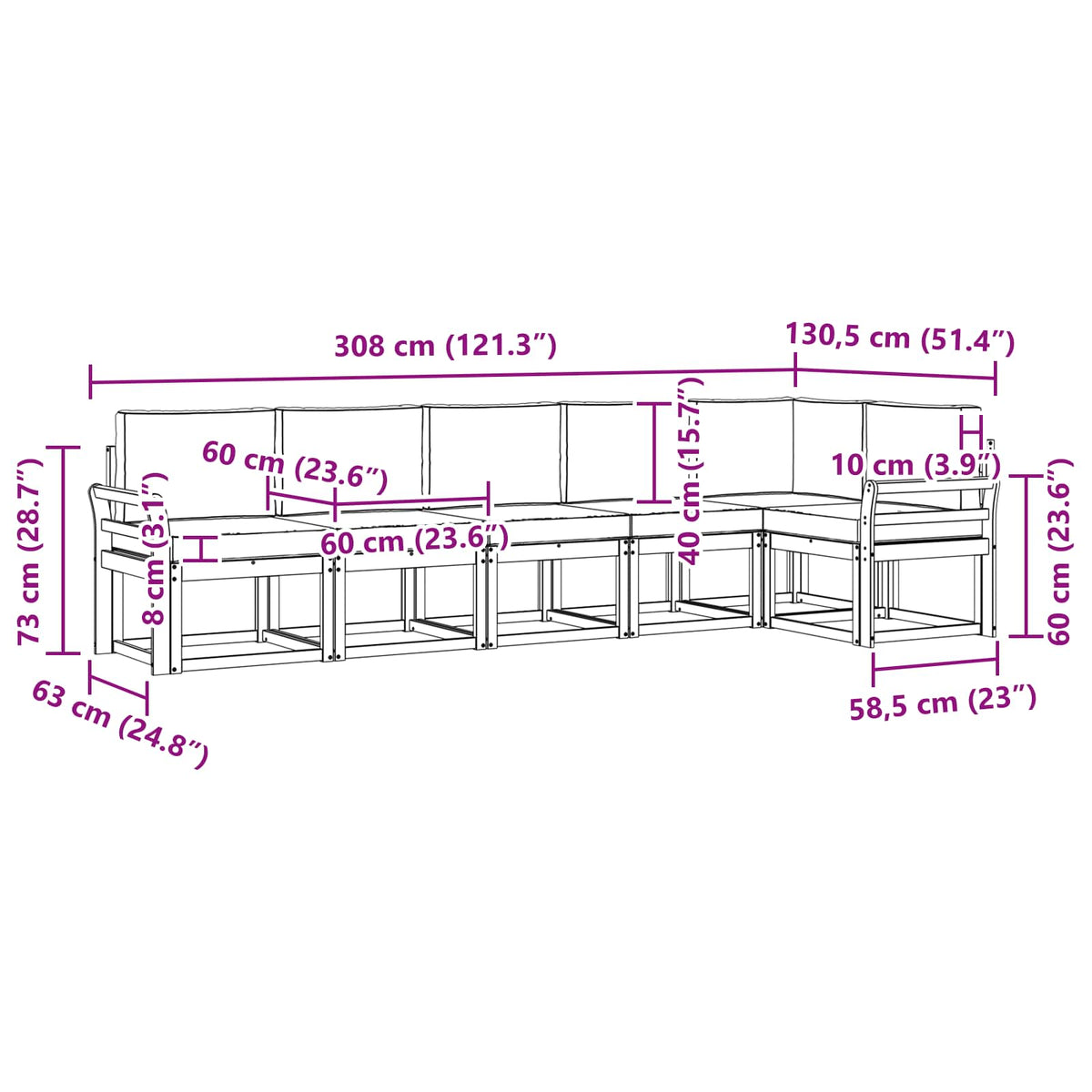Outdoor Sofa Set 6 pcs Natural and Anthracite