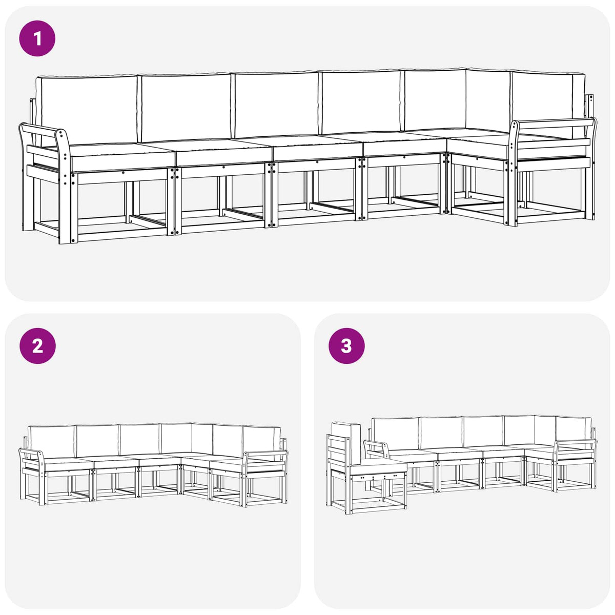 Outdoor Sofa Set 6 pcs Natural and Anthracite