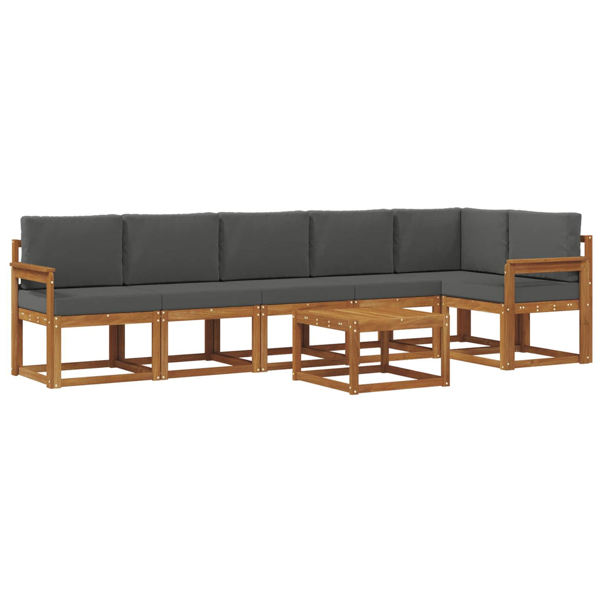 Outdoor Sofa Set with Cushion 7 pcs Natural and Anthracite
