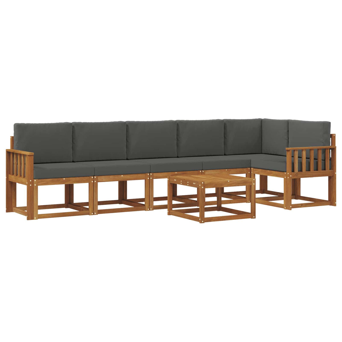 Outdoor Sofa Set with Cushion 7 pcs Natural and Anthracite