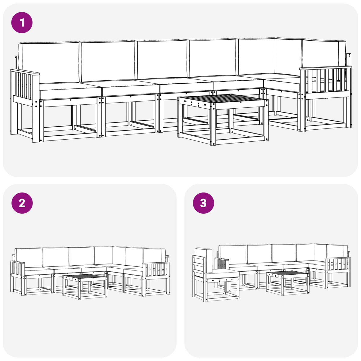 Outdoor Sofa Set with Cushion 7 pcs Natural and Anthracite