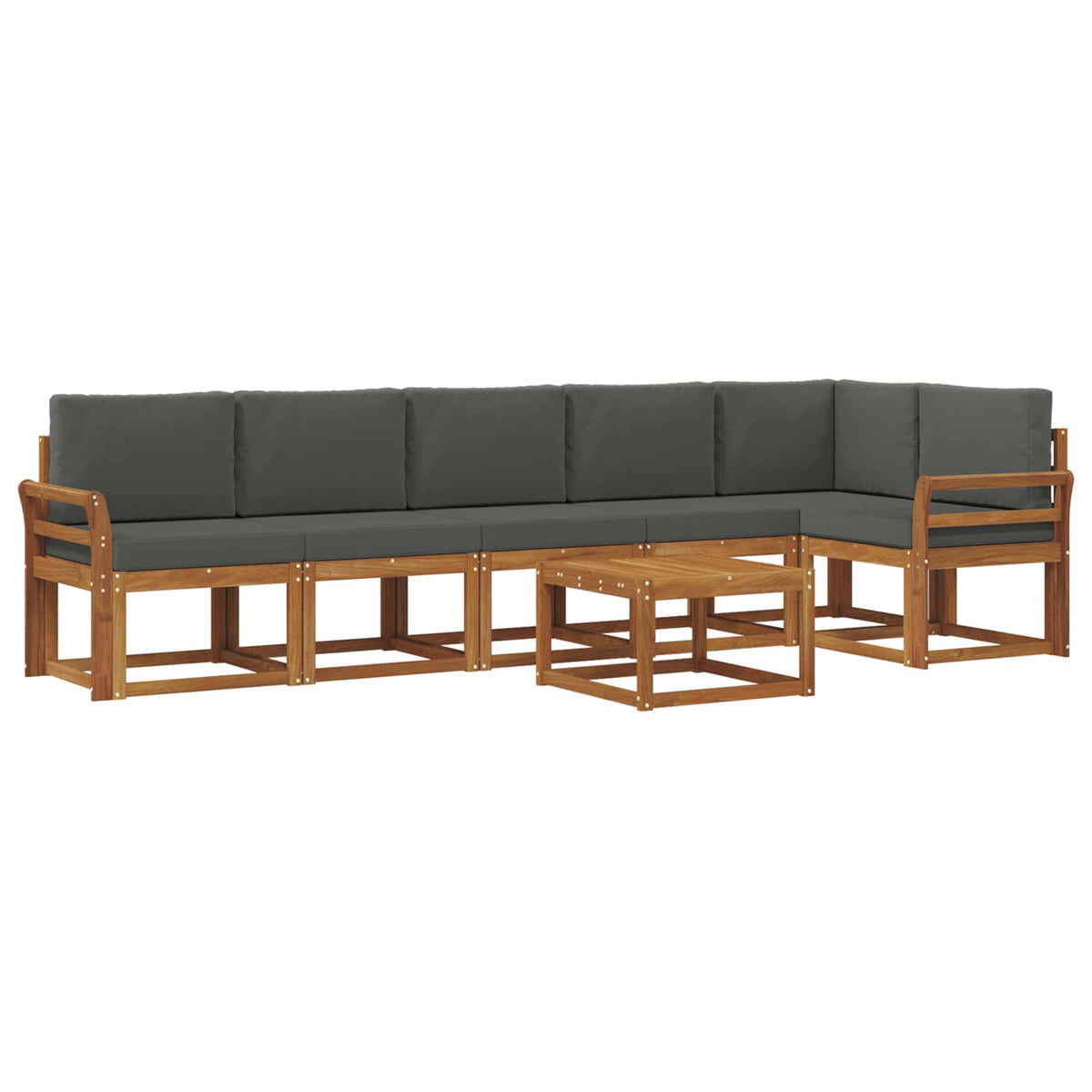 Outdoor Sofa Set with Cushion 7 pcs Natural and Anthracite