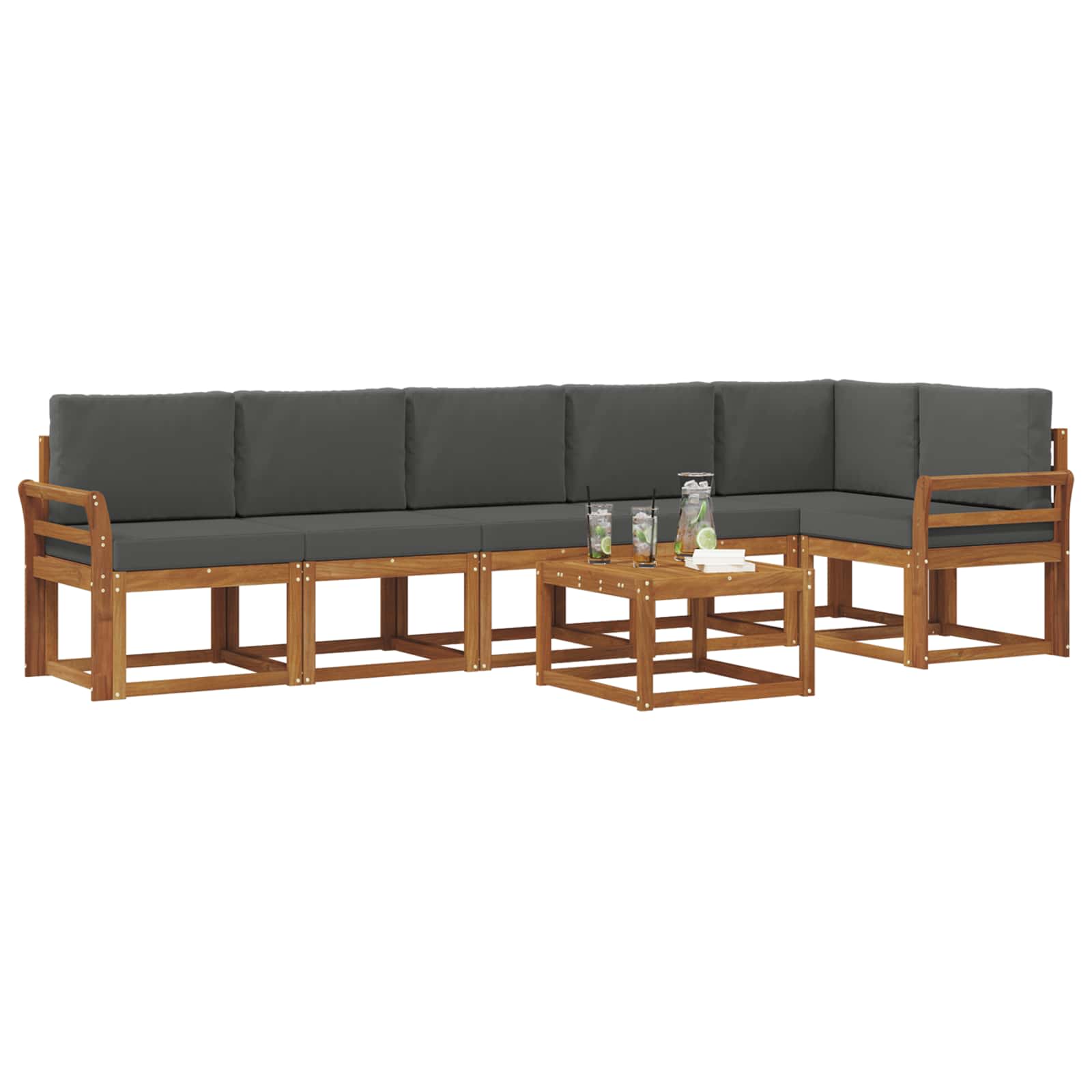 Outdoor Sofa Set with Cushion 7 pcs Natural and Anthracite