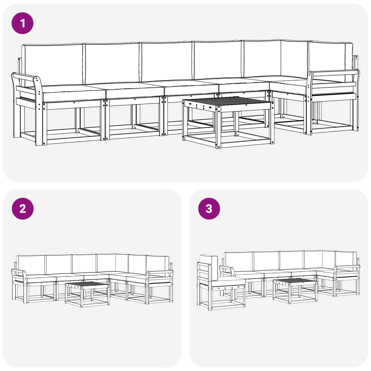 Outdoor Sofa Set with Cushion 7 pcs Natural and Anthracite