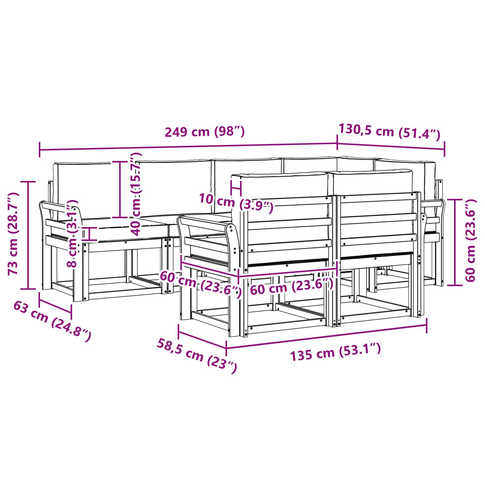 Outdoor Sofa Set with Cushion 7 pcs Natural and Anthracite