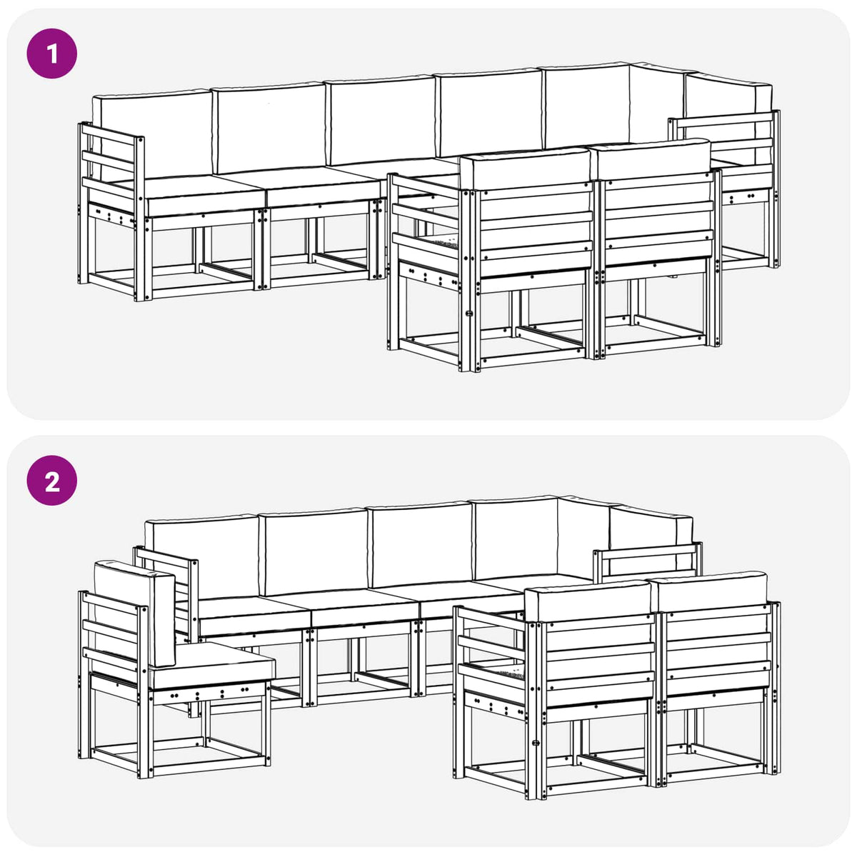 Outdoor Sofa Set 8 pcs Natural and Anthracite