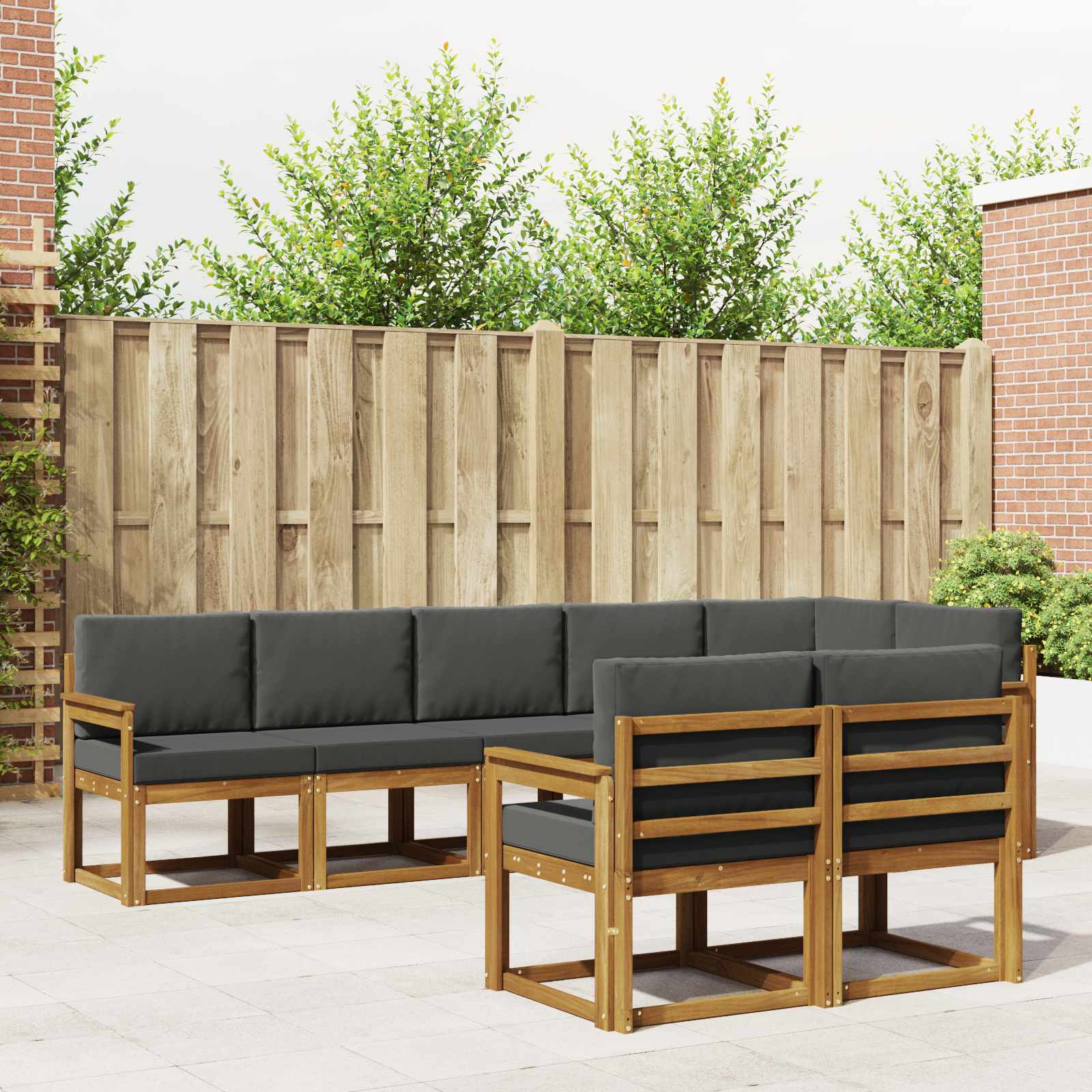 Outdoor Sofa Set 8 pcs Natural and Anthracite
