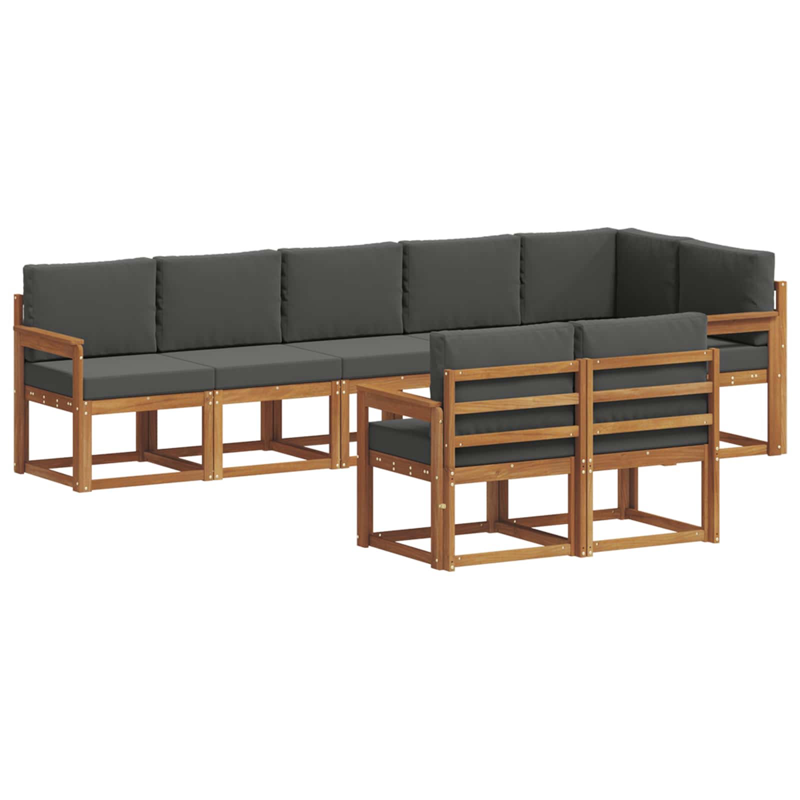 Outdoor Sofa Set 8 pcs Natural and Anthracite