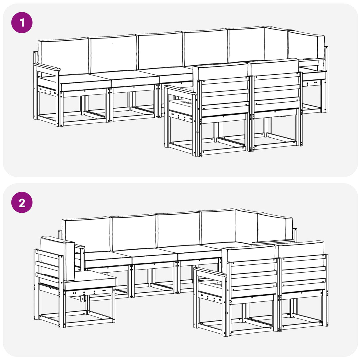 Outdoor Sofa Set 8 pcs Natural and Anthracite