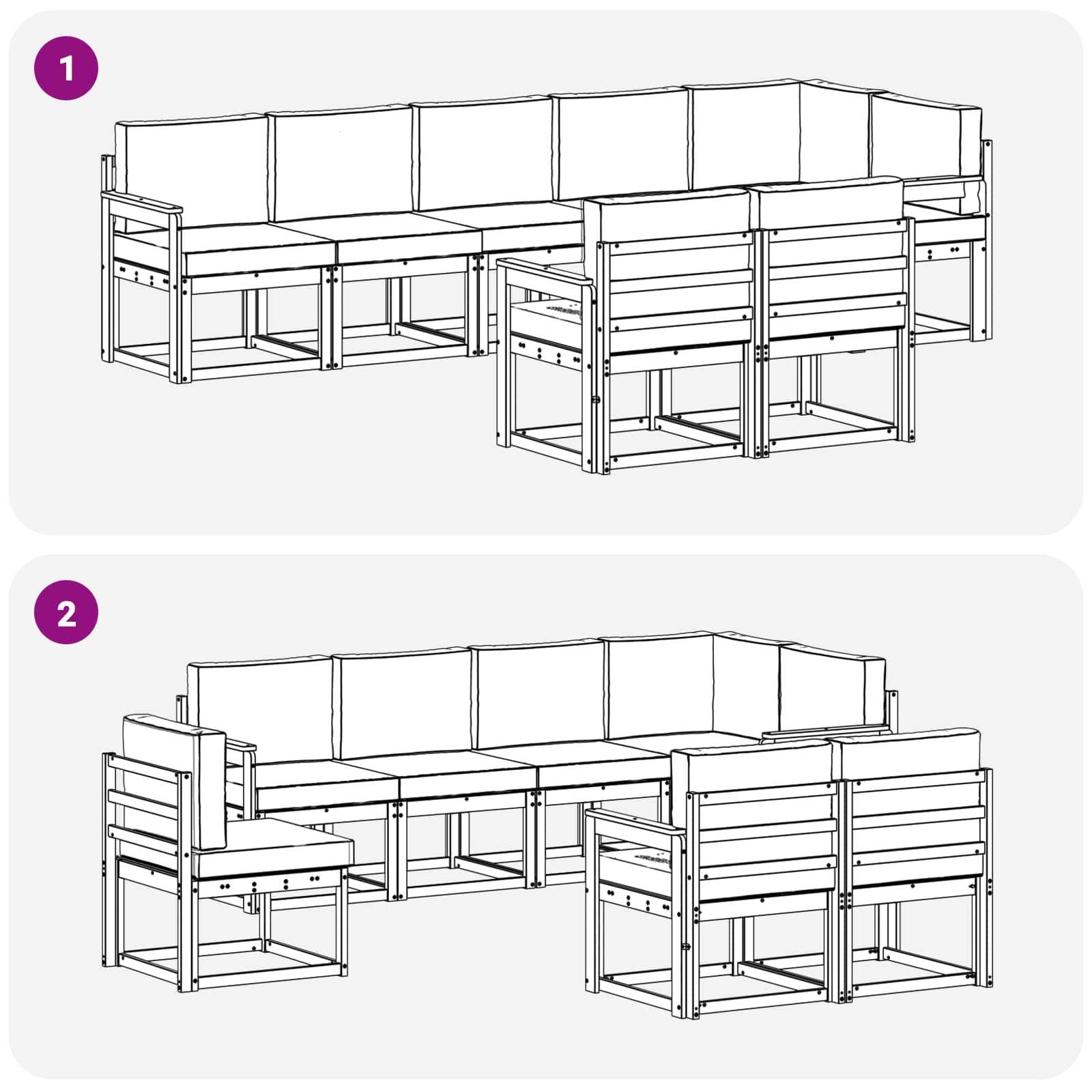Outdoor Sofa Set 8 pcs Natural and Anthracite