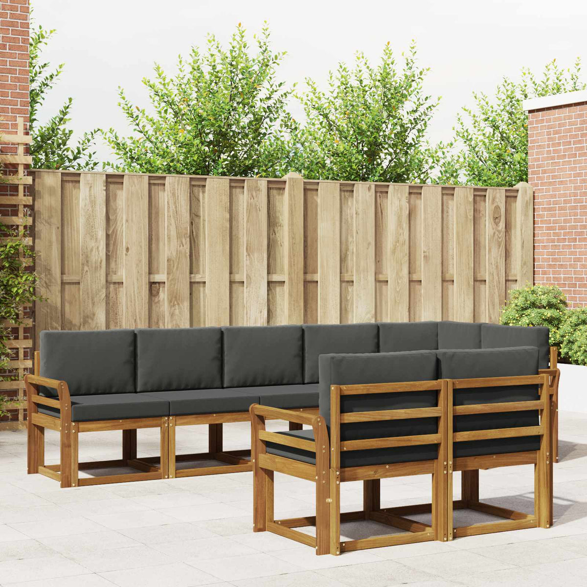 Outdoor Sofa Set 8 pcs Natural and Anthracite