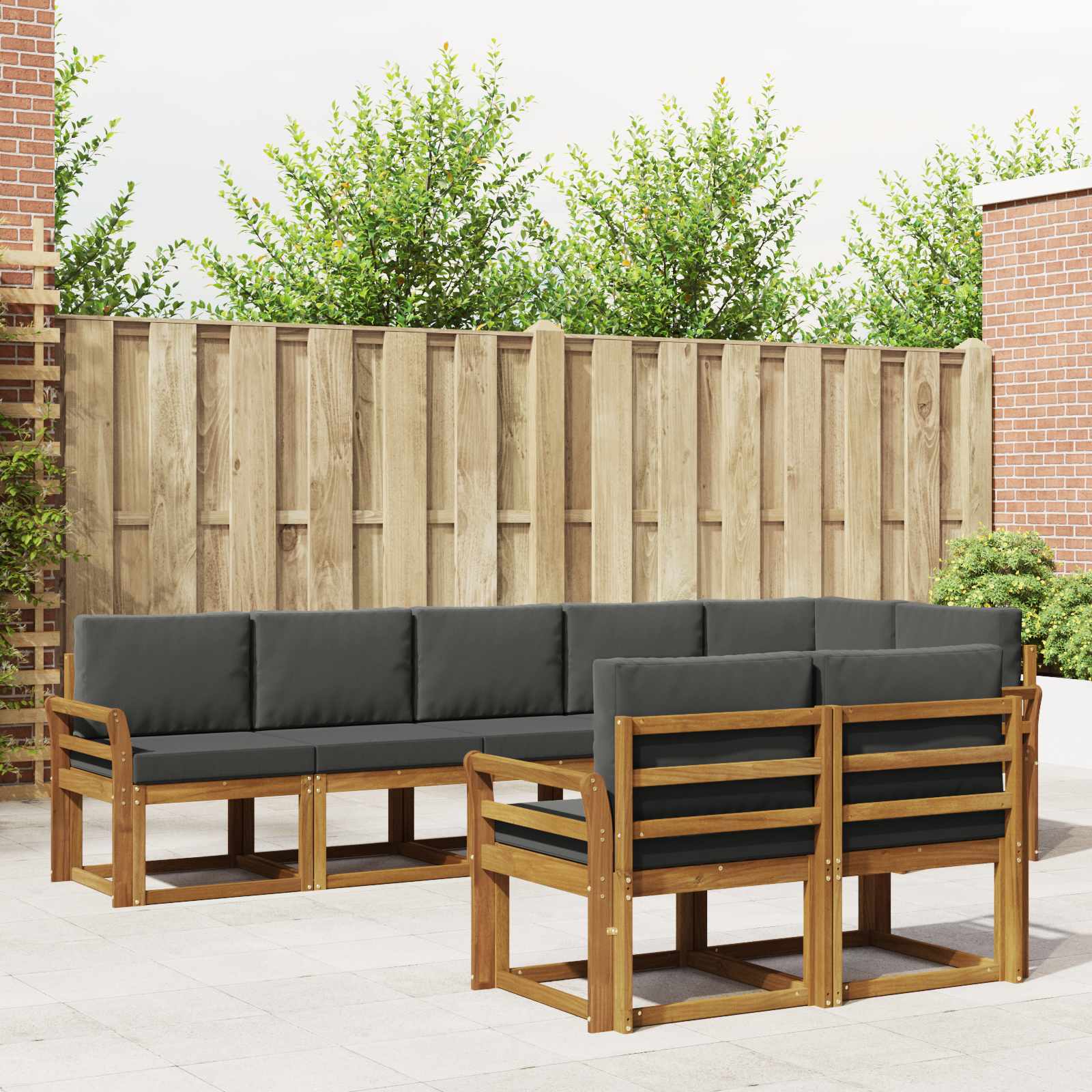 Outdoor Sofa Set 8 pcs Natural and Anthracite