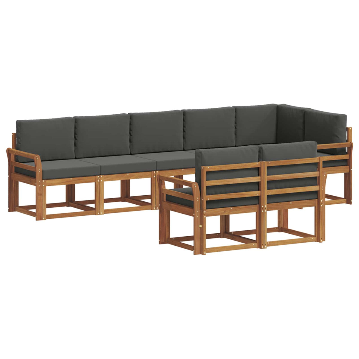 Outdoor Sofa Set 8 pcs Natural and Anthracite