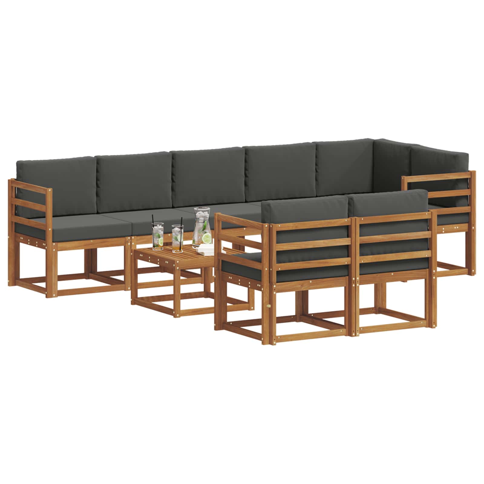 Outdoor Sofa Set 9 pcs Natural and Anthracite