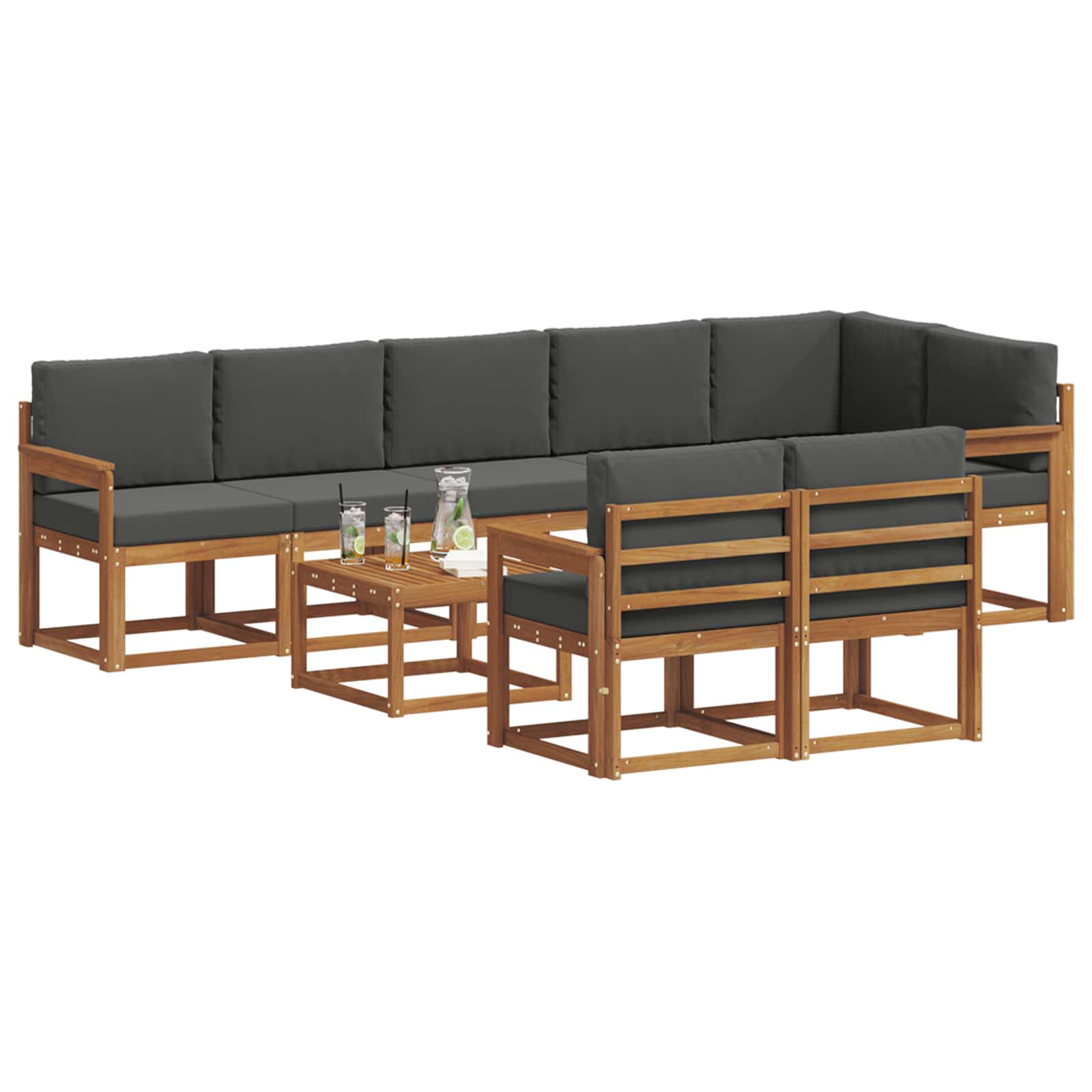 Outdoor Sofa Set 9 pcs Natural and Anthracite