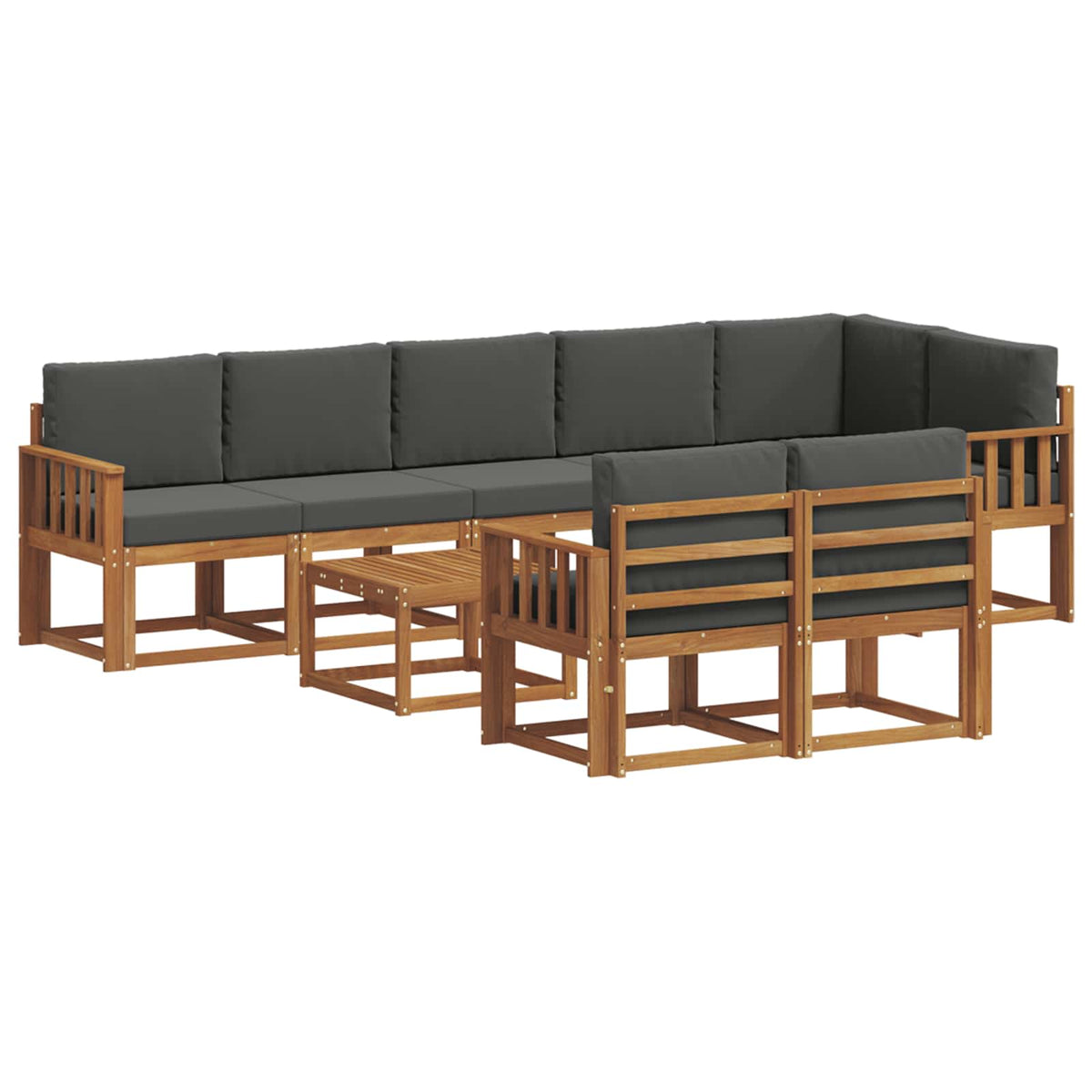 Outdoor Sofa Set 9 pcs Natural and Anthracite
