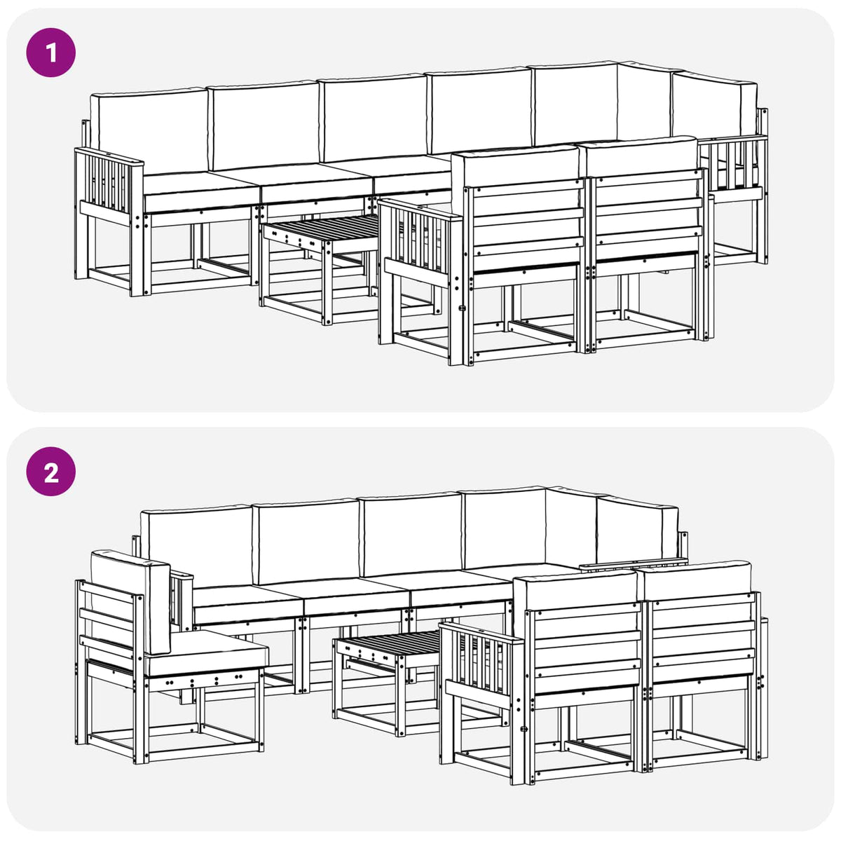 Outdoor Sofa Set 9 pcs Natural and Anthracite