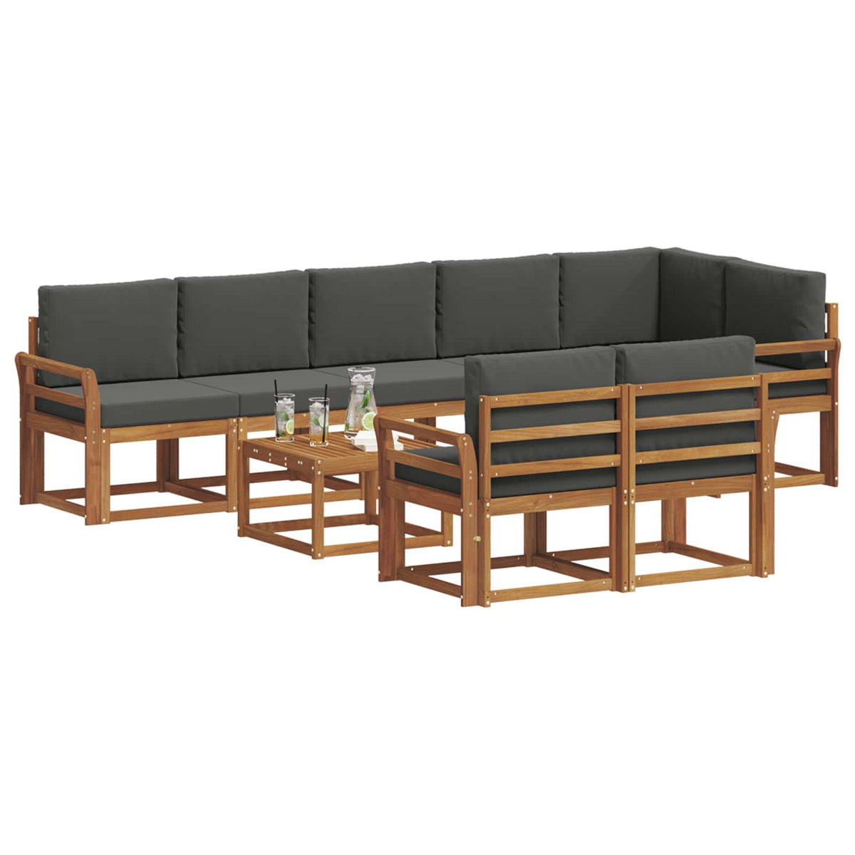 Outdoor Sofa Set 9 pcs Natural and Anthracite