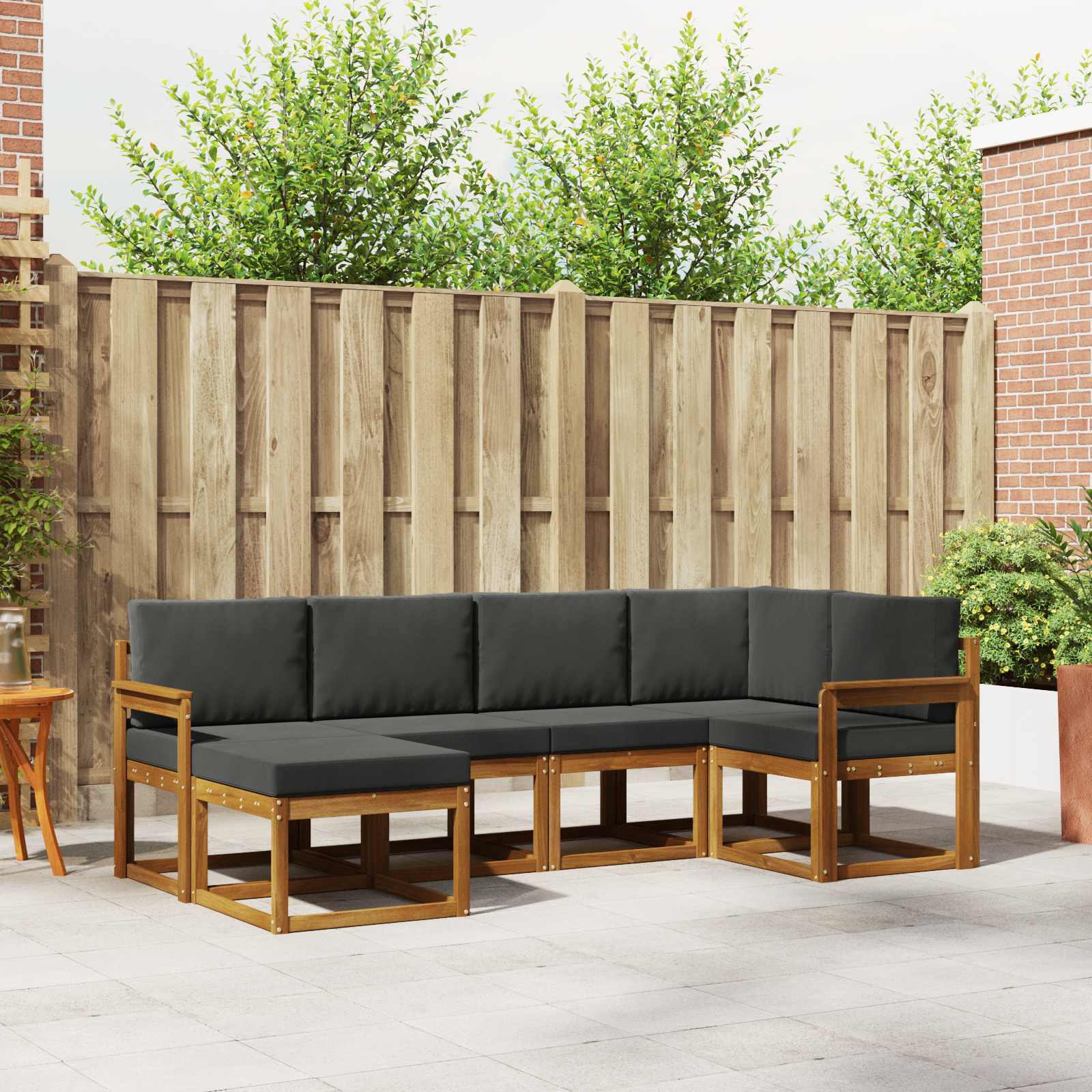 Outdoor Sofa Set with Cushion 6 pcs Natural and Anthracite