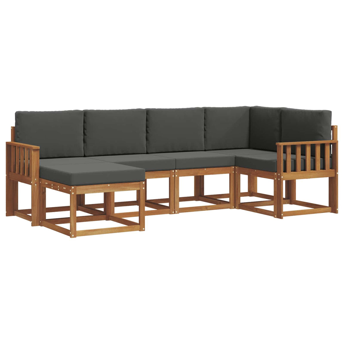 Outdoor Sofa Set with Cushion 6 pcs Natural and Anthracite