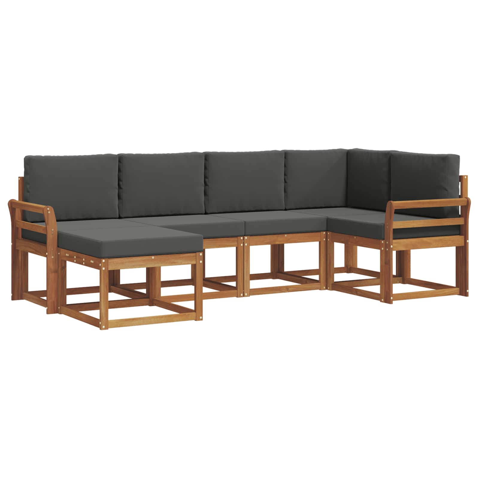 Outdoor Sofa Set with Cushion 6 pcs Natural and Anthracite