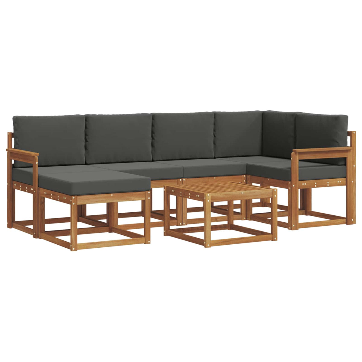 Outdoor Sofa Set with Cushion 7 pcs Natural and Anthracite