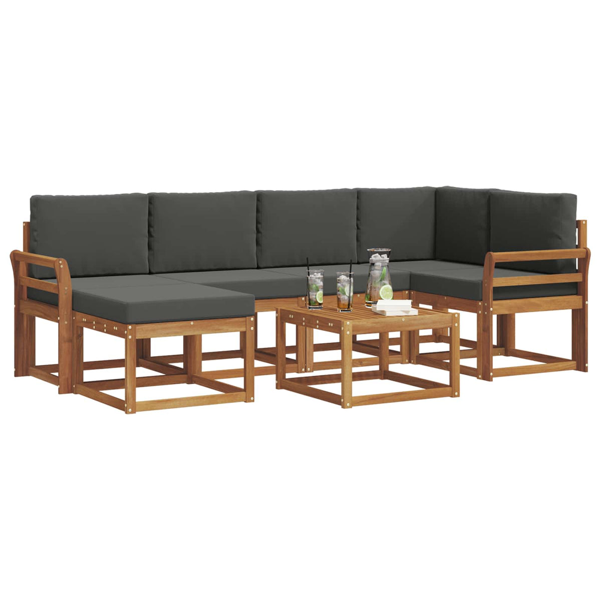 Outdoor Sofa Set with Cushion 7 pcs Natural and Anthracite