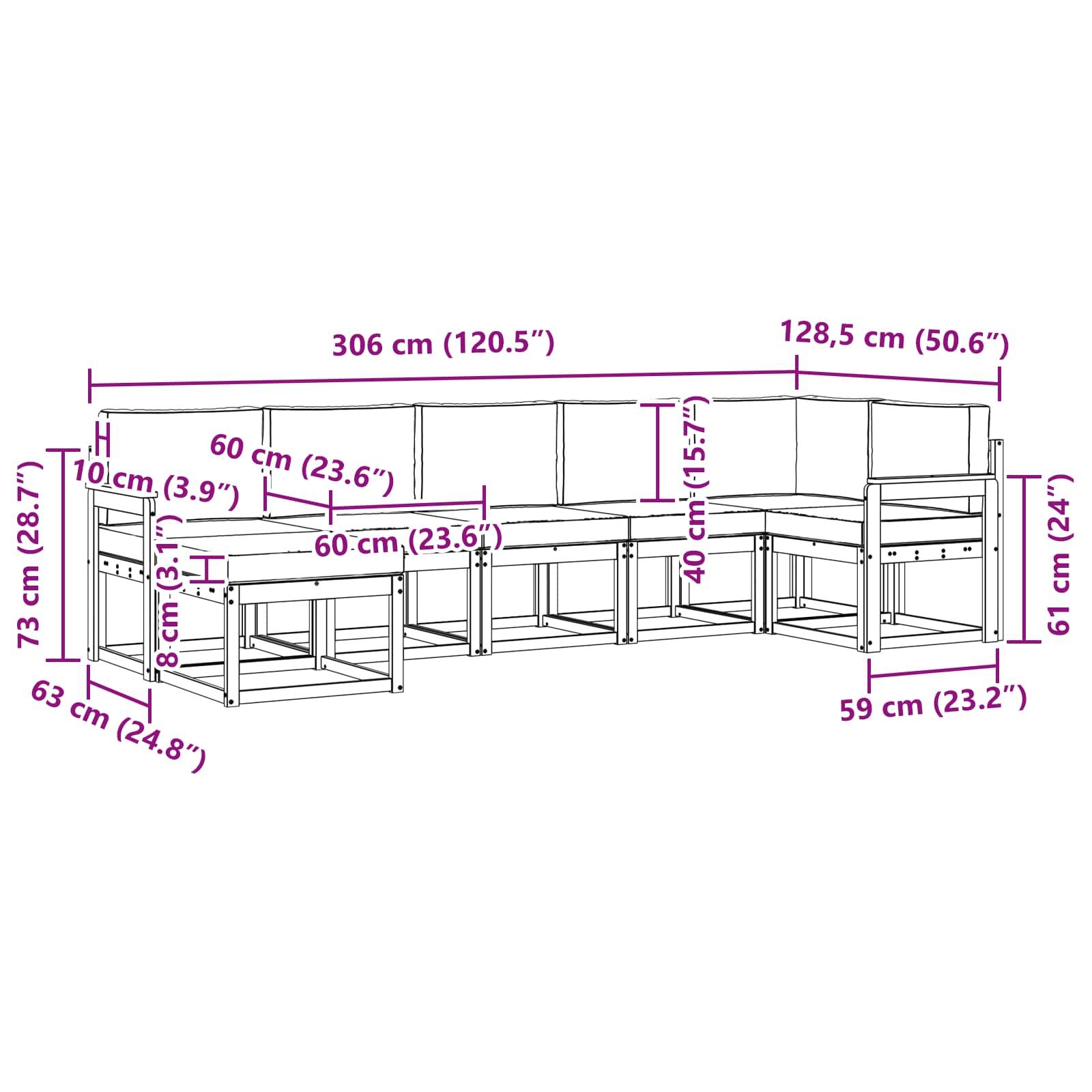 Outdoor Sofa Set with Cushion 7 pcs Natural and Anthracite