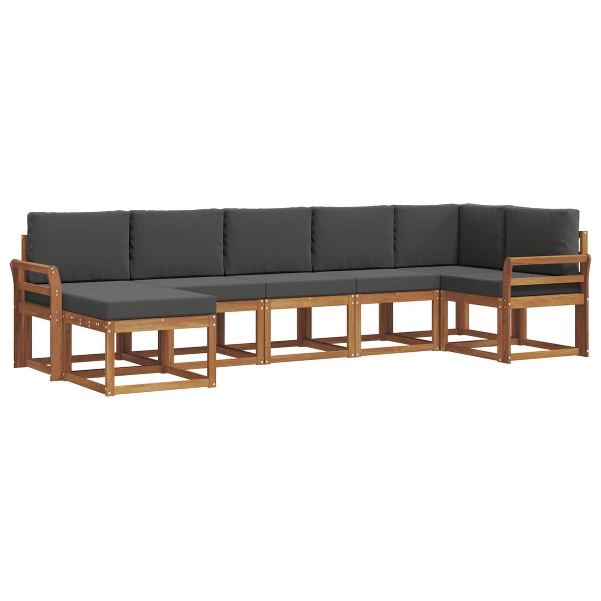 Outdoor Sofa Set with Cushion 7 pcs Natural and Anthracite