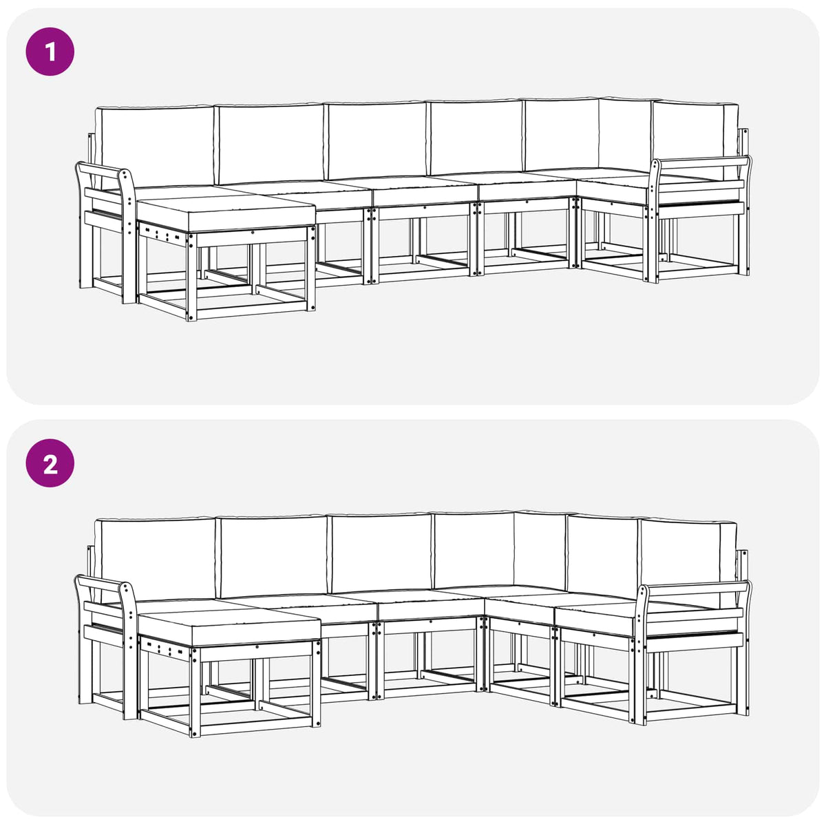 Outdoor Sofa Set with Cushion 7 pcs Natural and Anthracite