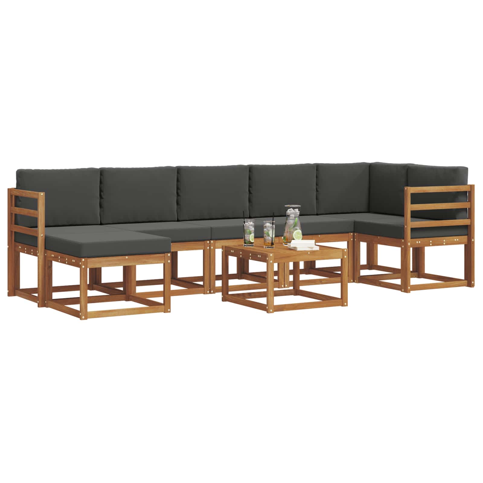 Outdoor Sofa Set with Cushion 8 pcs Natural and Anthracite