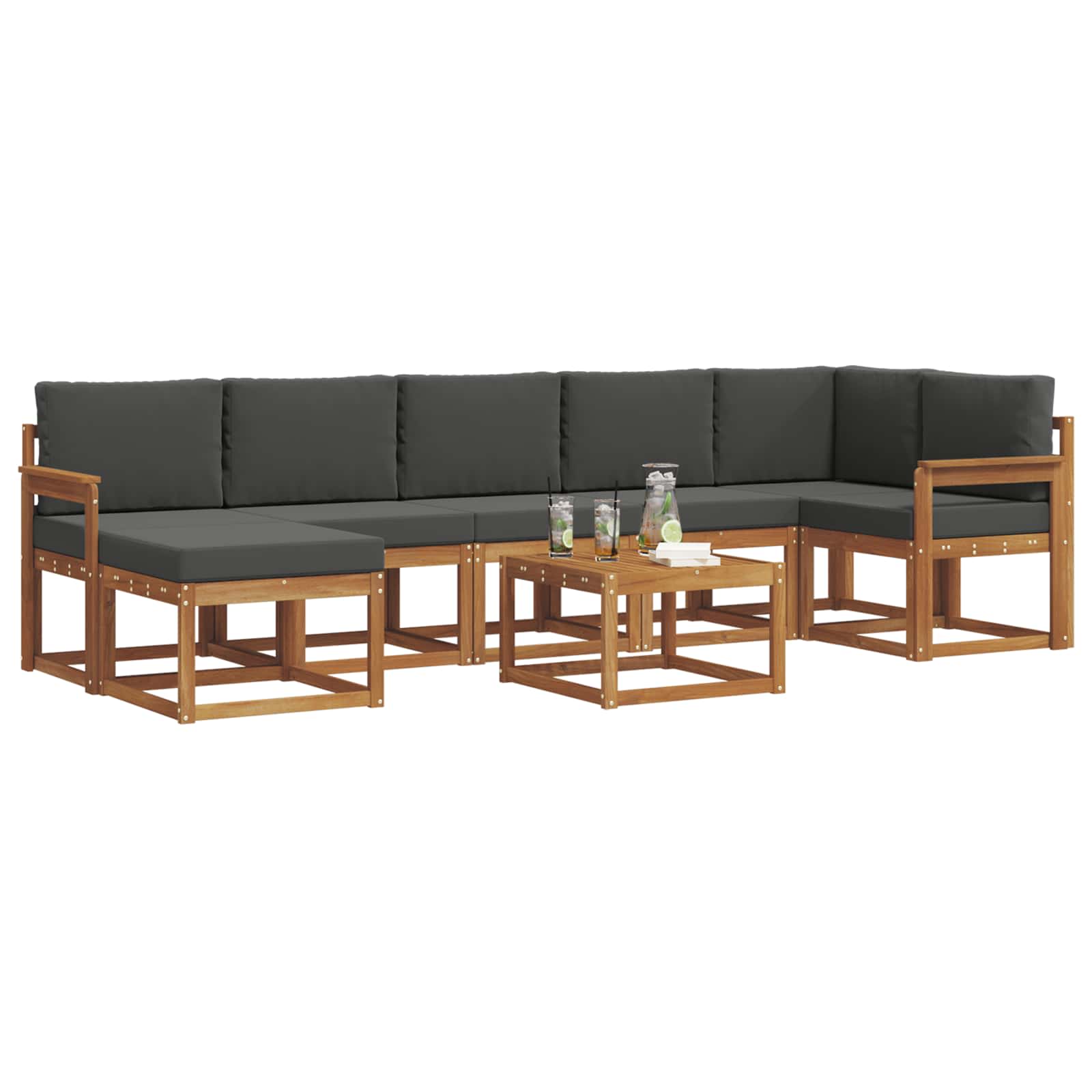 Outdoor Sofa Set with Cushion 8 pcs Natural and Anthracite