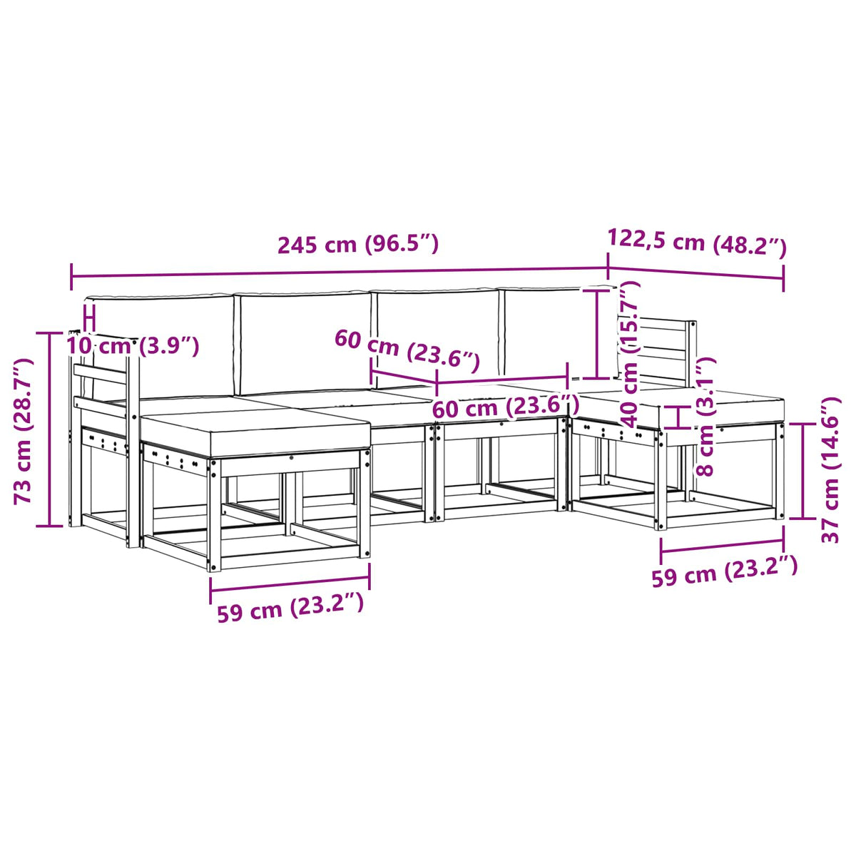 Outdoor Sofa Set 6 pcs Natural and Anthracite Engineered Wood