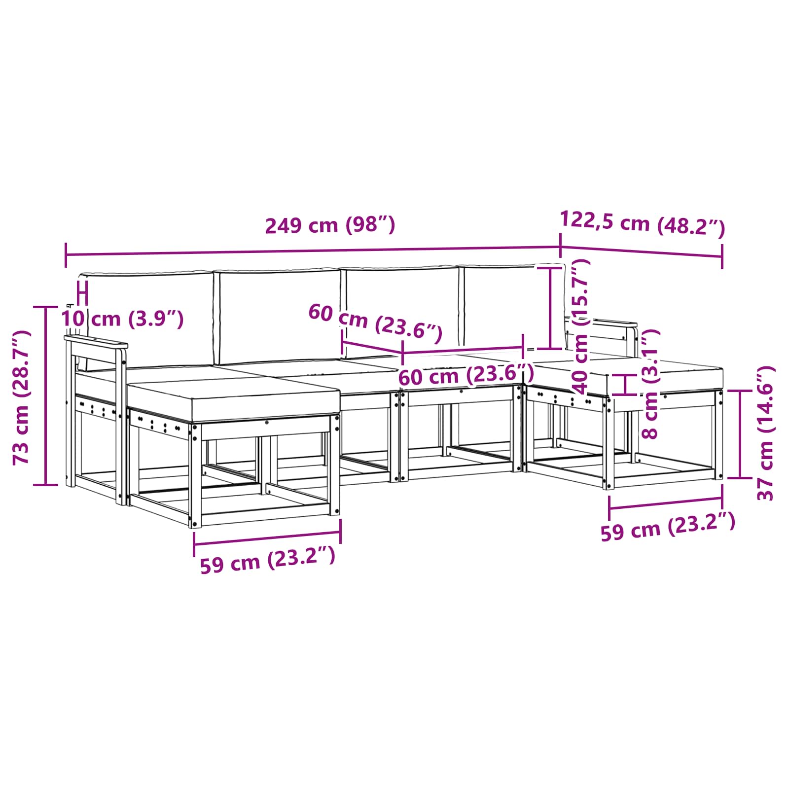Outdoor Sofa Set with Cushion 6 pcs Natural and Anthracite