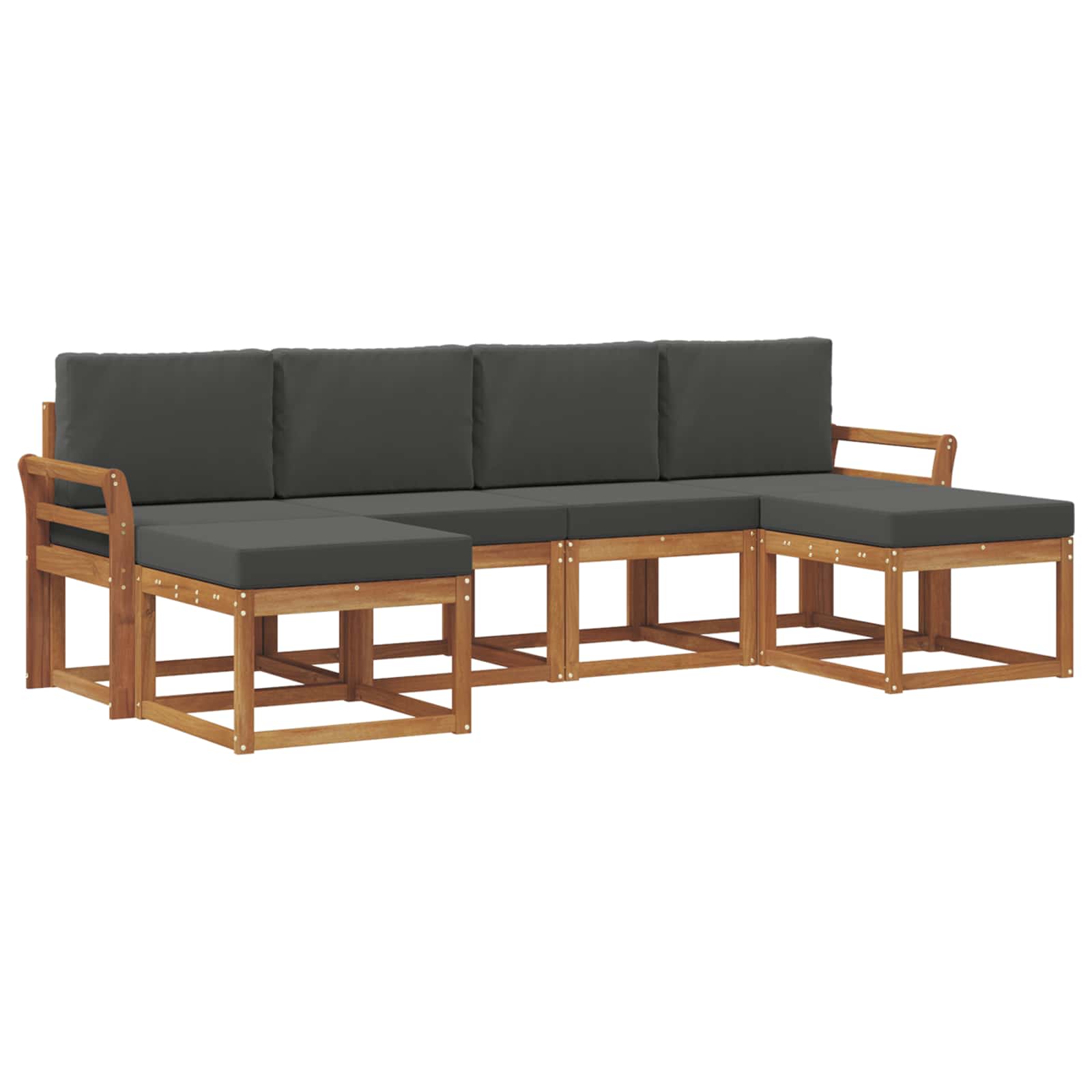 Outdoor Sofa Set with Cushion 6 pcs Natural and Anthracite