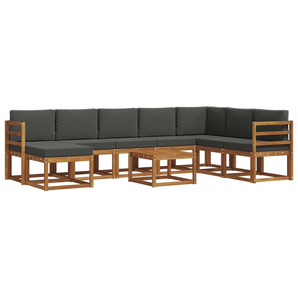 Outdoor Sofa Set with Cushion 9 pcs Natural and Anthracite