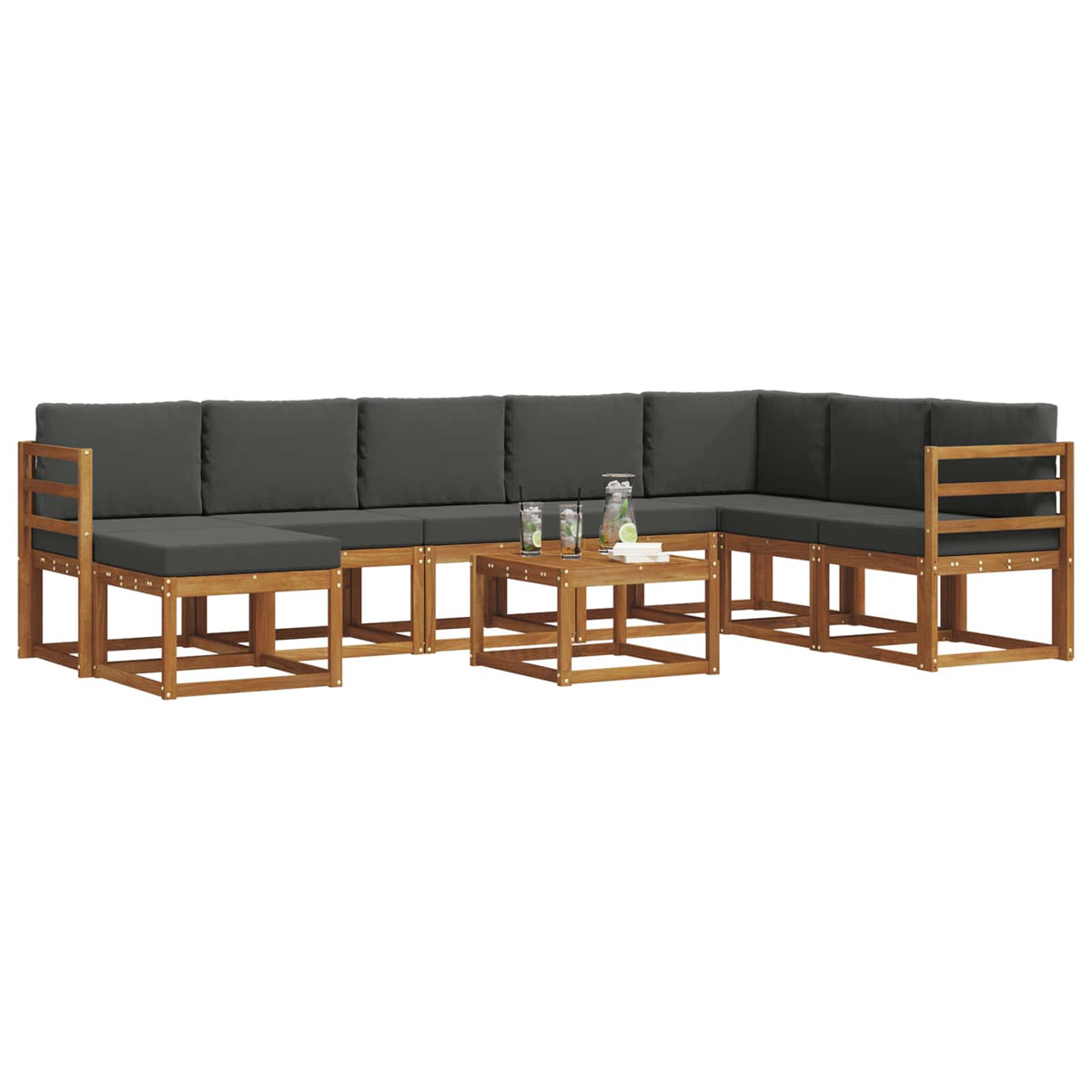 Outdoor Sofa Set with Cushion 9 pcs Natural and Anthracite