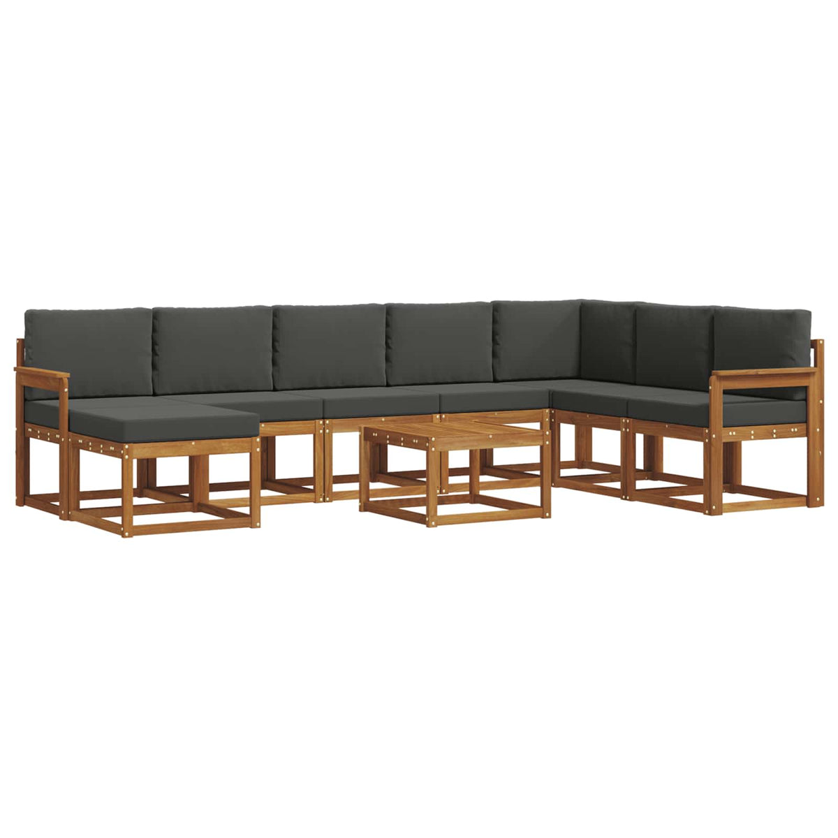 Outdoor Sofa Set with Cushion 9 pcs Natural and Anthracite