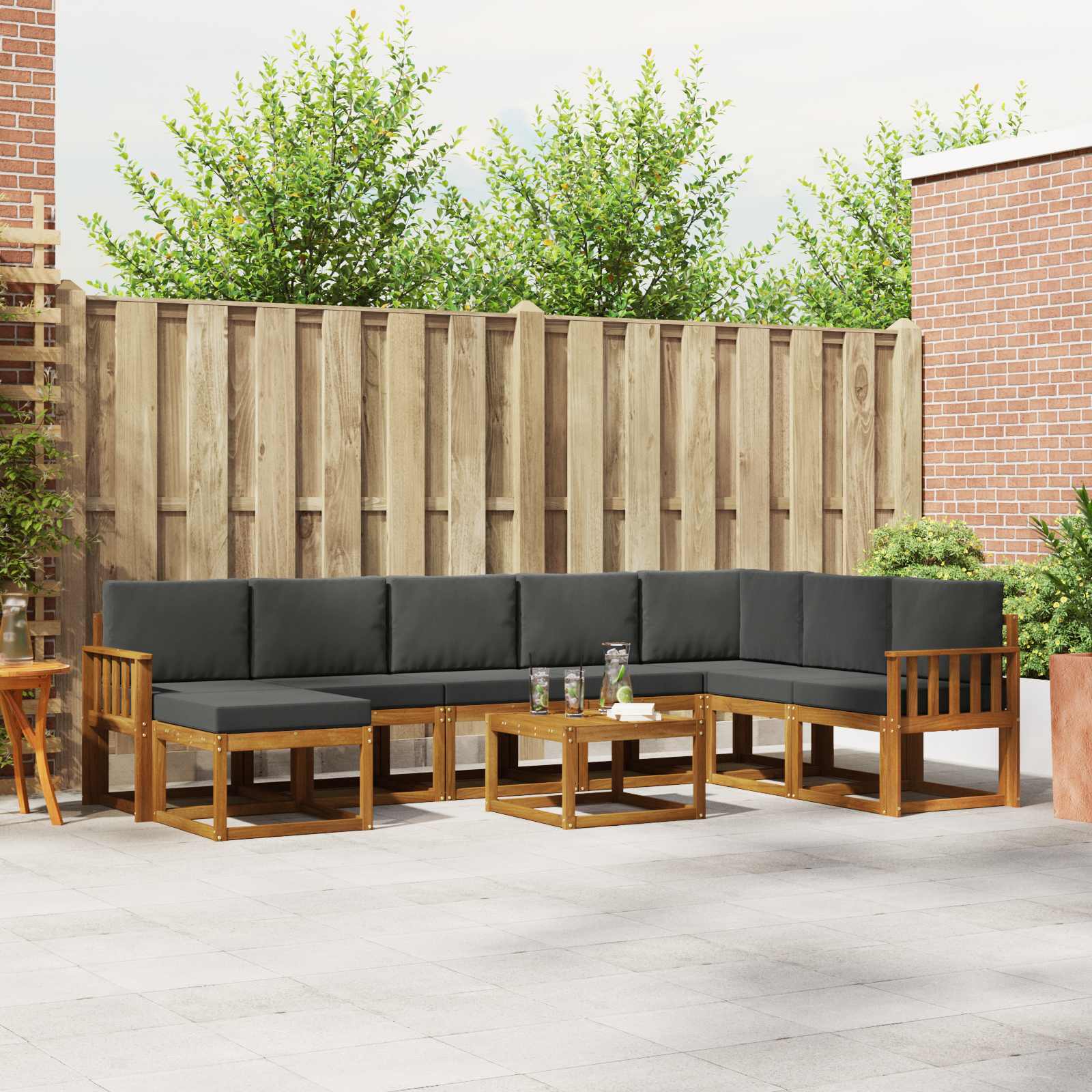 Outdoor Sofa Set with Cushion 9 pcs Natural and Anthracite