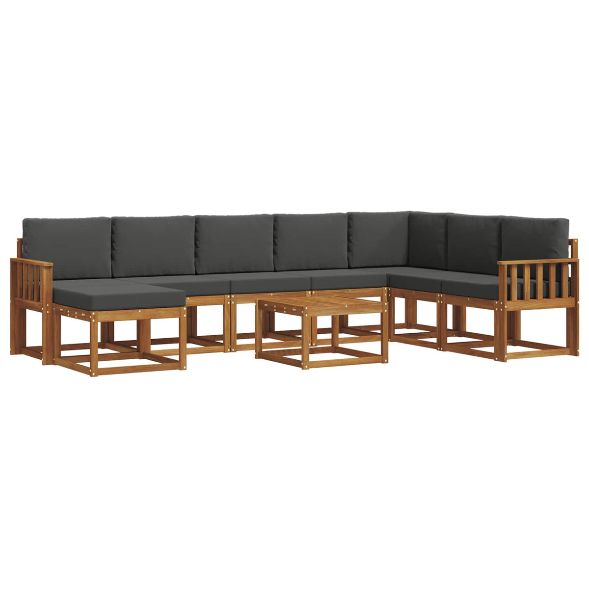Outdoor Sofa Set with Cushion 9 pcs Natural and Anthracite