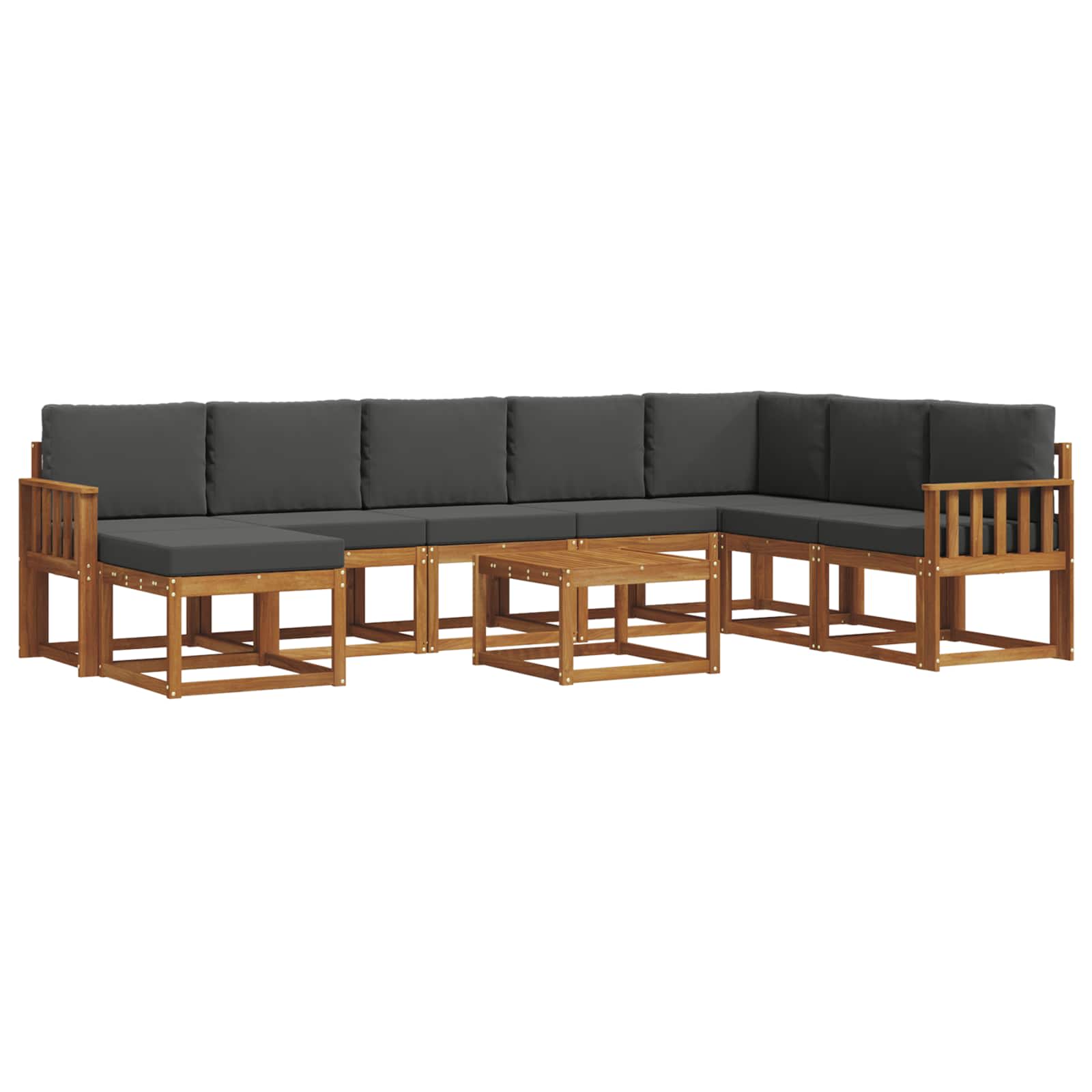Outdoor Sofa Set with Cushion 9 pcs Natural and Anthracite