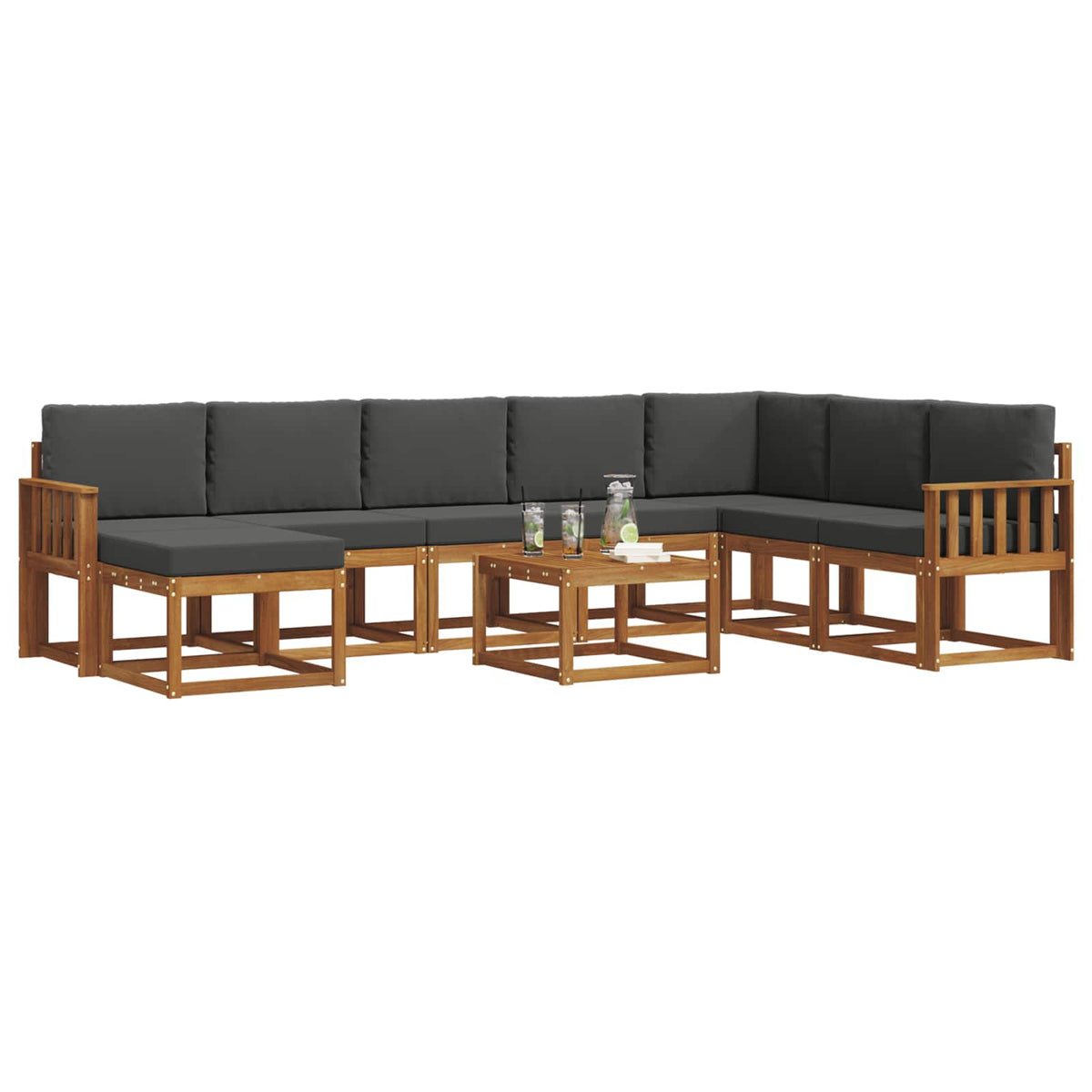 Outdoor Sofa Set with Cushion 9 pcs Natural and Anthracite