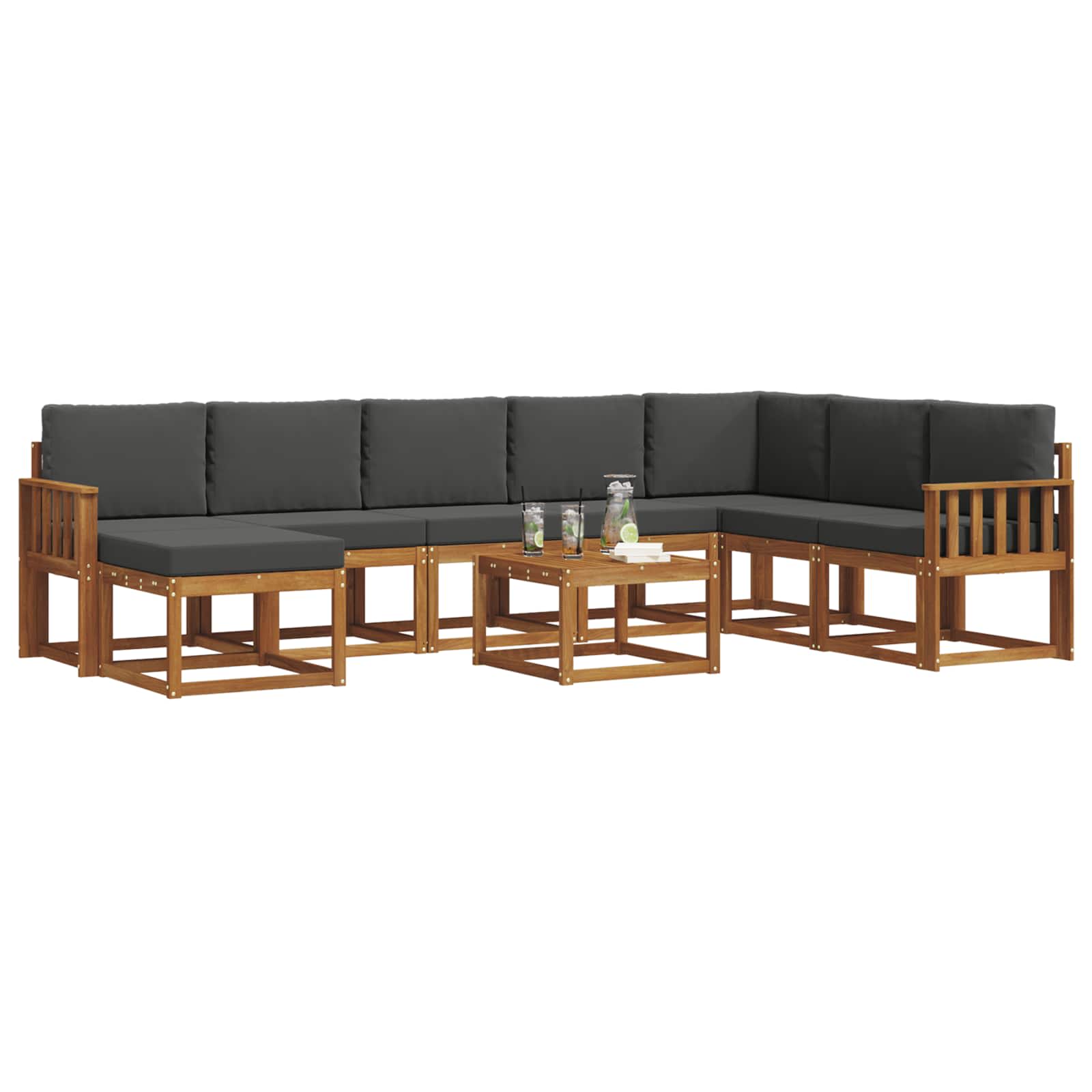 Outdoor Sofa Set with Cushion 9 pcs Natural and Anthracite