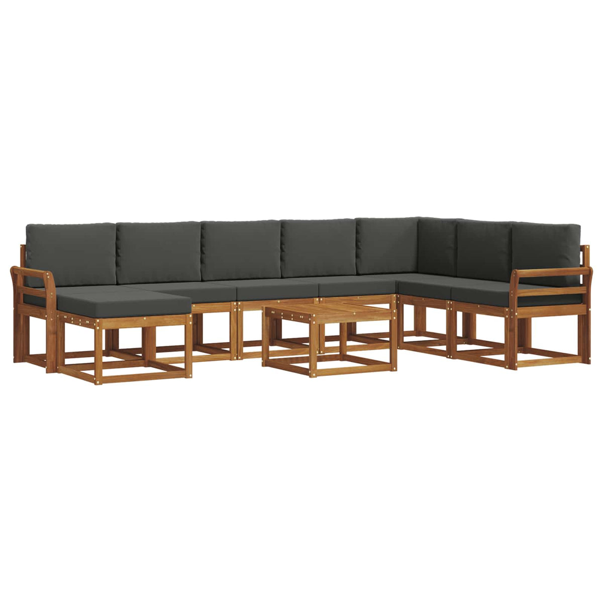 Outdoor Sofa Set with Cushion 9 pcs Natural and Anthracite