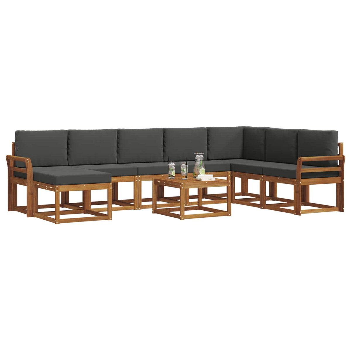 Outdoor Sofa Set with Cushion 9 pcs Natural and Anthracite