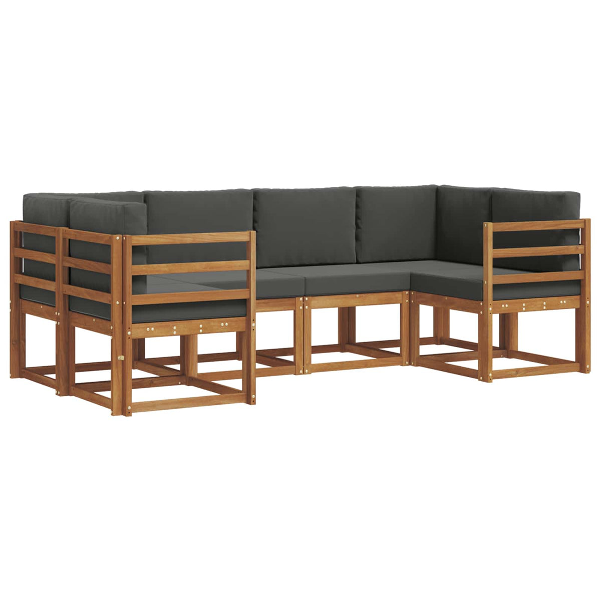Outdoor Sofa Set 6 pcs Natural and Anthracite