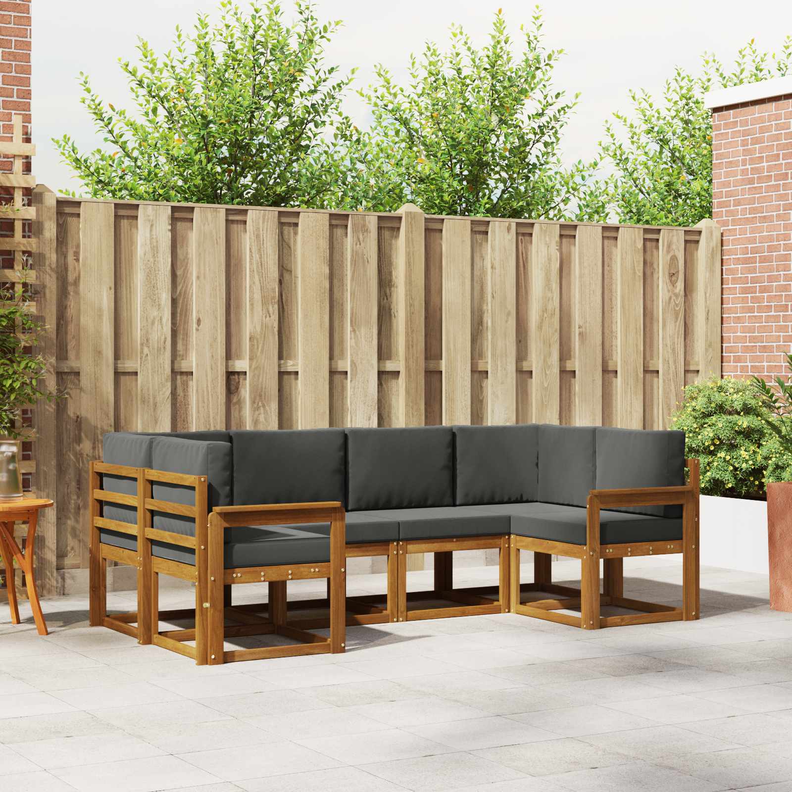 Outdoor Sofa Set 6 pcs Natural and Anthracite